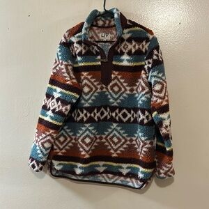 LIV Outdoor Life Integrity Earth Aztec Sherpa Pullover Zip UP Pullover